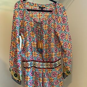 NWT Boston Proper Belted Tile Print Romper Size M